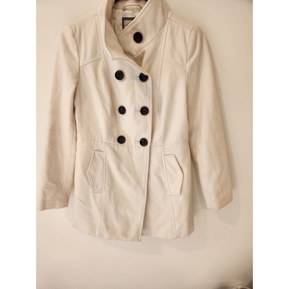 Old Navy Peacoat Women’s Size Small Cream Long Sleeve Hood Lined Pockets Toggles